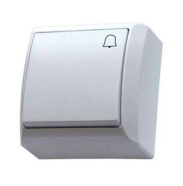 Mini falon kívüli nyomókapcsoló csengőjellel fehér