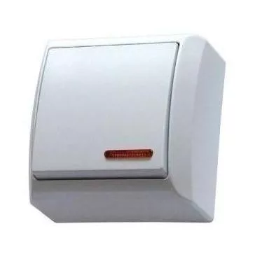 Mini falon kívüli egypólusú kapcsoló(101) jelzőfényes fehér