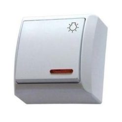   Mini falon kívüli nyomókapcsoló lámpajellel jelzőfényes fehér