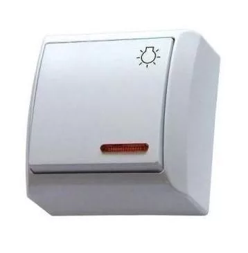 Mini falon kívüli nyomókapcsoló lámpajellel jelzőfényes fehér