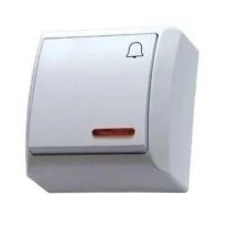   Mini falon kívüli nyomókapcsoló csengőjellel jelzőfényes fehér