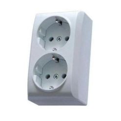 Mini falon kívüli földelt dupla dugalj fehér