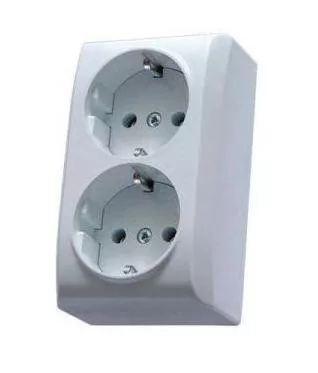 Mini falon kívüli földelt dupla dugalj fehér