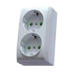   Mini falon kívüli földelt dupla dugalj gyermekvédelemmel fehér