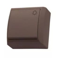 Mini falon kívüli nyomókapcsoló lámpajellel barna