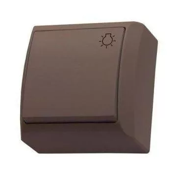 Mini falon kívüli nyomókapcsoló lámpajellel barna