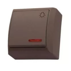   Mini falon kívüli nyomókapcsoló lámpajellel jelzőfényes barna