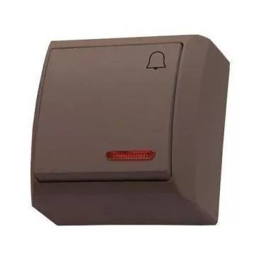 Mini falon kívüli nyomókapcsoló csengőjellel jelzőfényes barna