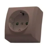 Mini falon kívüli földelt dugalj gyermekvédelemmel barna