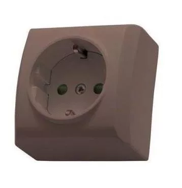 Mini falon kívüli földelt dugalj gyermekvédelemmel barna