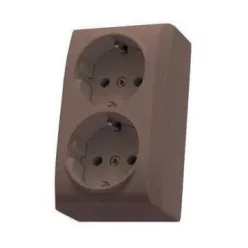 Mini falon kívüli földelt dupla dugalj barna