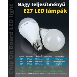 LED lámpa E27 (17W/200°) Körte, hideg  fehér