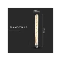   E27 LED izzó Vintage filament (7W/300°) T30 - Rúd extra meleg fehér