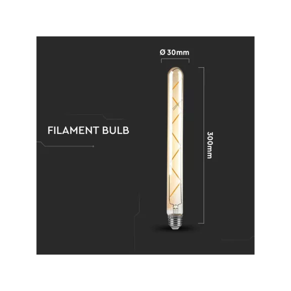 E27 LED izzó Vintage filament (7W/300°) T30 - Rúd extra meleg fehér