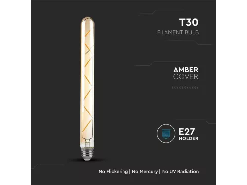 E27 LED izzó Vintage filament (7W/300°) T30 - Rúd extra meleg fehér