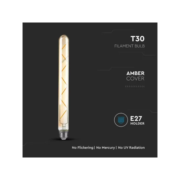 E27 LED izzó Vintage filament (7W/300°) T30 - Rúd extra meleg fehér