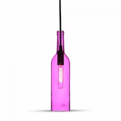 Palack üveg csillár (E14) pink színű bura