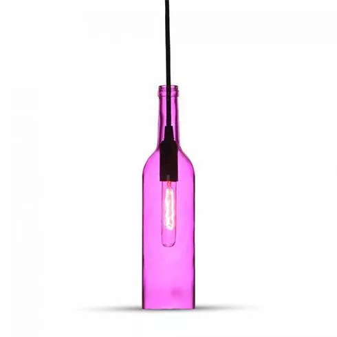 Palack üveg csillár (E14) pink színű bura
