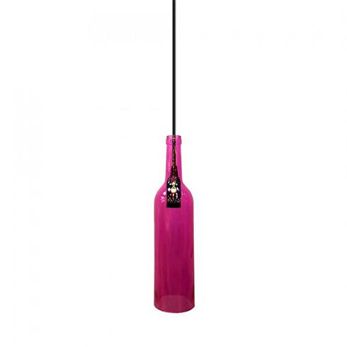 - Palack üveg csillár (E14) - világos pink színű bura
