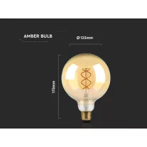   E27 LED izzó Vintage filament (4.8W/300°) G125 Spirál - extra meleg fehér