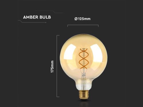 E27 LED izzó Vintage filament (4.8W/300°) G125 Spirál - extra meleg fehér