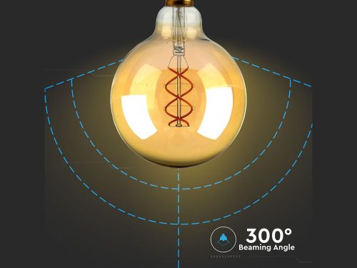 E27 LED izzó Vintage filament (4.8W/300°) G125 Spirál - extra meleg fehér