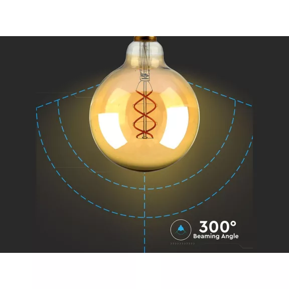 E27 LED izzó Vintage filament (4.8W/300°) G125 Spirál - extra meleg fehér