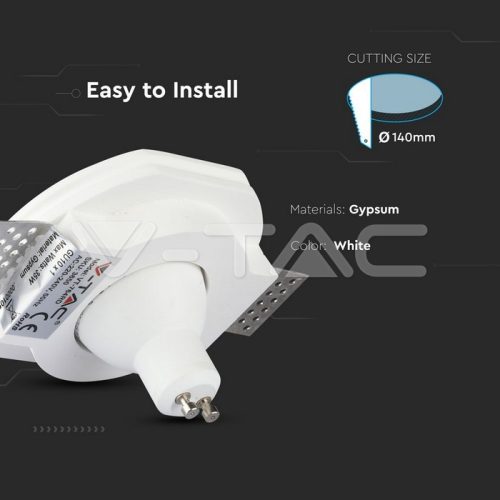 Gipsz spot lámpatest, gipszkarton síkba építhető (R-2)