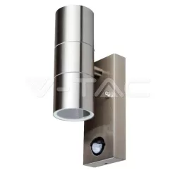   Inox Wally oldalfali lámpatest, 2 x GU10, 2 irányú, mozgásérzékelős