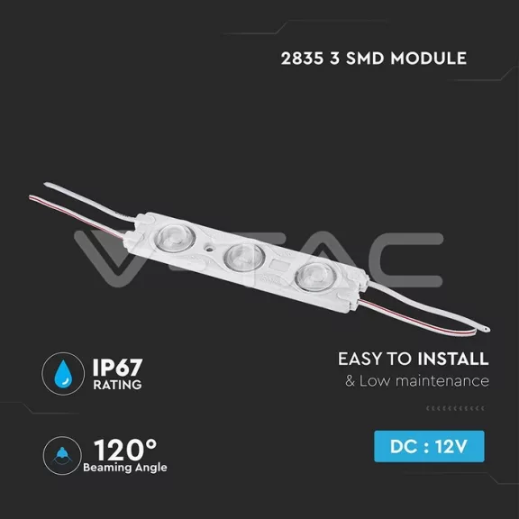 LED modul 1.5W (2835x3/120°/IP67) - Piros