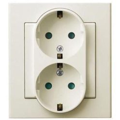   Sonata földelt dupla dugalj gyermekvédelemmel, kerettel Elefántcsont