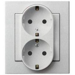   Sonata földelt dupla dugalj gyermekvédelemmel, kerettel Ezüst