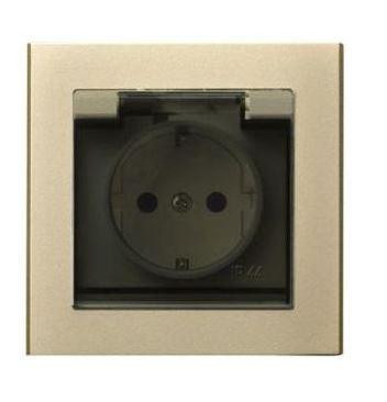 Sonata földelt csapfedeles dugalj gyermekvédelemmel IP44 Pezsgőarany