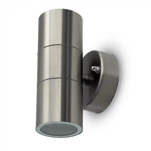 Inox Wally oldalfali lámpatest, 2 x GU10, 2 irányú