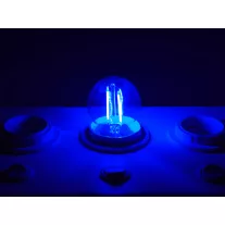 LED lámpa E27 filament (2W/300°) Kisgömb - kék