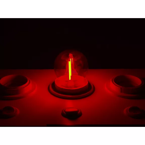LED lámpa E27 filament (2W/300°) Kisgömb - piros