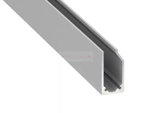 Alu profil I6 eloxált ezüst LED szalaghoz-üvegszorító profil plexi/üveg táblához