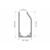   Alu profil I6 eloxált ezüst LED szalaghoz-üvegszorító profil plexi/üveg táblához
