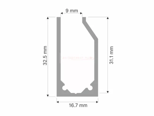 Alu profil I6 eloxált ezüst LED szalaghoz-üvegszorító profil plexi/üveg táblához