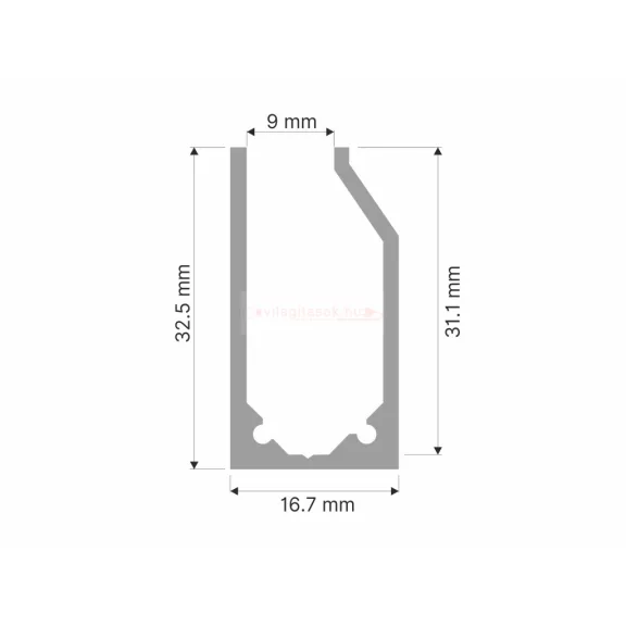 Alu profil I6 eloxált ezüst LED szalaghoz-üvegszorító profil plexi/üveg táblához