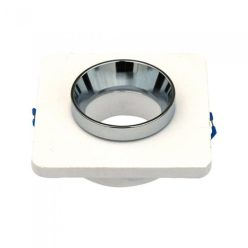   Beépíthető fix négyzet spot lámpatest Fehér-króm IP20 gipszkarton síkba