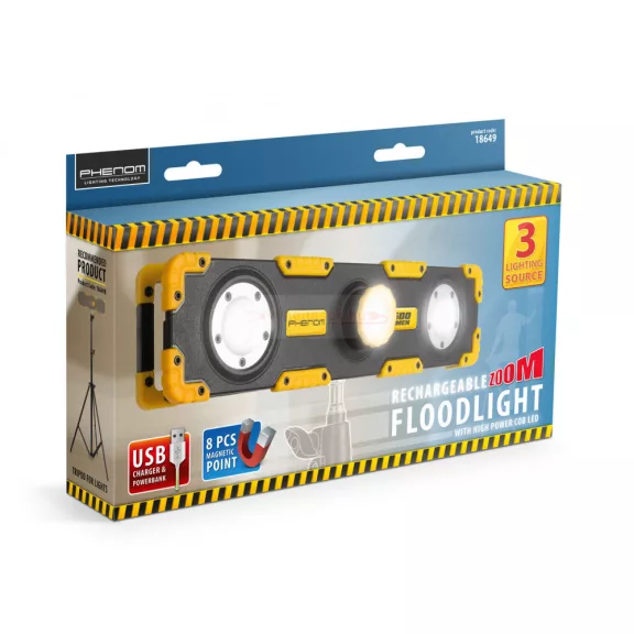 LED reflektor - akkumulátoros, dimmerelhető, fókuszálható - 1500 lumen 15W
