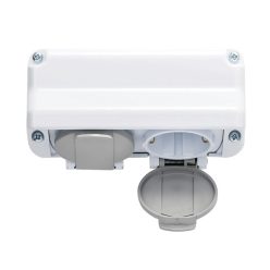 Ex vízmentes dupla dugalj szürke csapfedéllel IP44 fehér