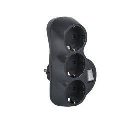   Elmark hálózati 3-as elosztó kapcsolóval grafit 16A 3500W