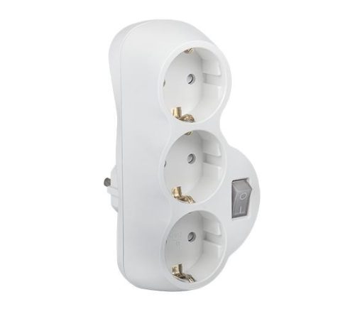 Elmark hálózati 3-as elosztó kapcsolóval fehér 16A 3500W