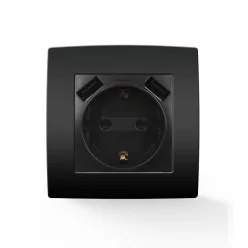   Elmark City német típusú csavarmentes dugalj+2 USB antracit