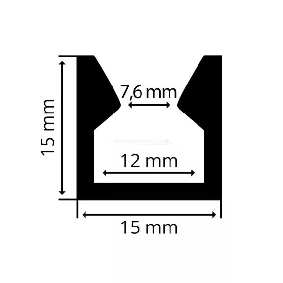 Alumínium üvegszorító profil 15x15 mm