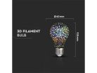 E27 LED izzó Designer 3D csillám effekt filament (3W/300°) Körte - meleg fehér