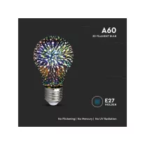   E27 LED izzó Designer 3D csillám effekt filament (3W/300°) Körte - meleg fehér
