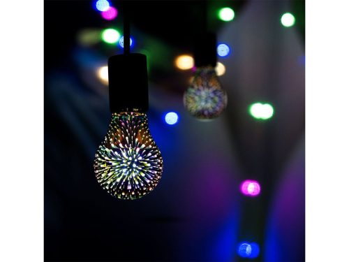 E27 LED izzó Designer 3D csillám effekt filament (3W/300°) Körte - meleg fehér